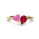 1 - Sasha Heart & Pear Shape Created Pink Sapphire & Created Ruby 2 Stone Duo Ring 
