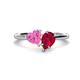 1 - Sasha Heart & Pear Shape Created Pink Sapphire & Created Ruby 2 Stone Duo Ring 