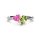 1 - Sasha Heart Shape Lab Created Pink Sapphire & Pear Shape Peridot 2 Stone Duo Ring 