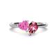 1 - Sasha Heart Shape Lab Created Pink Sapphire & Pear Shape Pink Tourmaline 2 Stone Duo Ring 