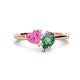 1 - Sasha Heart & Pear Shape Created Pink Sapphire & Created Alexandrite 2 Stone Duo Ring 
