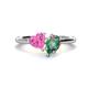 1 - Sasha Heart & Pear Shape Created Pink Sapphire & Created Alexandrite 2 Stone Duo Ring 