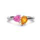 1 - Sasha Heart Shape Lab Created Pink Sapphire & Pear Shape Citrine 2 Stone Duo Ring 