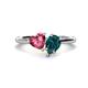 1 - Sasha Heart Shape Pink Tourmaline & Pear Shape London Blue Topaz 2 Stone Duo Ring 