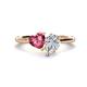 1 - Sasha Heart Shape Pink Tourmaline & Pear Shape Forever One Moissanite 2 Stone Duo Ring 