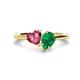 1 - Sasha Heart Shape Pink Tourmaline & Pear Shape Lab Created Emerald 2 Stone Duo Ring 