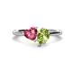 1 - Sasha Heart Shape Pink Tourmaline & Pear Shape Peridot 2 Stone Duo Ring 