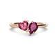 1 - Sasha Heart Shape Pink Tourmaline & Pear Shape Rhodolite Garnet 2 Stone Duo Ring 