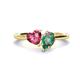 1 - Sasha Heart Shape Pink Tourmaline & Pear Shape Lab Created Alexandrite 2 Stone Duo Ring 