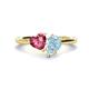 1 - Sasha Heart Shape Pink Tourmaline & Pear Shape Aquamarine 2 Stone Duo Ring 