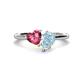 1 - Sasha Heart Shape Pink Tourmaline & Pear Shape Aquamarine 2 Stone Duo Ring 