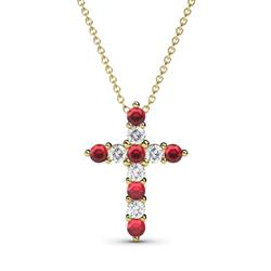 Abella Ruby and Diamond Cross Pendant Ruby and Diamond Womens Cross Pendant Necklace ctw K Yellow GoldIncluded Inches K Yellow Gold Chain