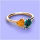 3 - Sasha Heart Shape Citrine & Pear Shape London Blue Topaz 2 Stone Duo Ring 