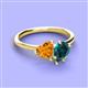 3 - Sasha Heart Shape Citrine & Pear Shape London Blue Topaz 2 Stone Duo Ring 