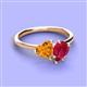 3 - Sasha Heart Shape Citrine & Pear Shape Lab Created Ruby 2 Stone Duo Ring 