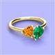 3 - Sasha Heart Shape Citrine & Pear Shape Lab Created Emerald 2 Stone Duo Ring 