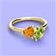 3 - Sasha Heart Shape Citrine & Pear Shape Peridot 2 Stone Duo Ring 