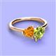 3 - Sasha Heart Shape Citrine & Pear Shape Peridot 2 Stone Duo Ring 