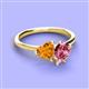 3 - Sasha Heart Shape Citrine & Pear Shape Pink Tourmaline 2 Stone Duo Ring 