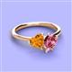 3 - Sasha Heart Shape Citrine & Pear Shape Pink Tourmaline 2 Stone Duo Ring 