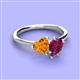 3 - Sasha Heart Shape Citrine & Pear Shape Rhodolite Garnet 2 Stone Duo Ring 