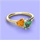 3 - Sasha Heart Shape Citrine & Pear Shape Lab Created Alexandrite 2 Stone Duo Ring 