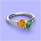 3 - Sasha Heart Shape Citrine & Pear Shape Lab Created Alexandrite 2 Stone Duo Ring 