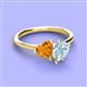 3 - Sasha Heart Shape Citrine & Pear Shape Aquamarine 2 Stone Duo Ring 