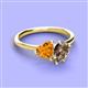 3 - Sasha Heart Shape Citrine & Pear Shape Smoky Quartz 2 Stone Duo Ring 