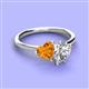 3 - Sasha IGI Certified Pear Shape Lab Grown Diamond & Heart Shape Citrine 2 Stone Duo Ring 