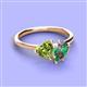 3 - Sasha Heart Shape Peridot & Pear Shape Lab Created Alexandrite 2 Stone Duo Ring 