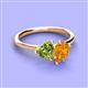 3 - Sasha Heart Shape Peridot & Pear Shape Citrine 2 Stone Duo Ring 