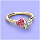 3 - Sasha Heart Shape Pink Tourmaline & Pear Shape Forever Brilliant Moissanite 2 Stone Duo Ring 