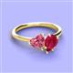 3 - Sasha Heart Shape Pink Tourmaline & Pear Shape Lab Created Ruby 2 Stone Duo Ring 