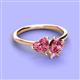 3 - Sasha Heart & Pear Shape Pink Tourmaline 2 Stone Duo Ring 