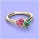 3 - Sasha Heart Shape Pink Tourmaline & Pear Shape Lab Created Alexandrite 2 Stone Duo Ring 