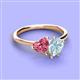 3 - Sasha Heart Shape Pink Tourmaline & Pear Shape Aquamarine 2 Stone Duo Ring 