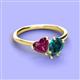 3 - Sasha Heart Shape Rhodolite Garnet & Pear Shape London Blue Topaz 2 Stone Duo Ring 