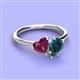 3 - Sasha Heart Shape Rhodolite Garnet & Pear Shape London Blue Topaz 2 Stone Duo Ring 