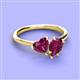 3 - Sasha Heart & Pear Shape Rhodolite Garnet 2 Stone Duo Ring 