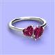 3 - Sasha Heart & Pear Shape Rhodolite Garnet 2 Stone Duo Ring 