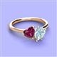 3 - Sasha Heart Shape Rhodolite Garnet & Pear Shape Aquamarine 2 Stone Duo Ring 