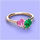 3 - Sasha Heart & Pear Shape Created Pink Sapphire & Created Emerald 2 Stone Duo Ring 