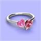 3 - Sasha Heart Shape Lab Created Pink Sapphire & Pear Shape Pink Tourmaline 2 Stone Duo Ring 