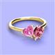 3 - Sasha Heart Shape Lab Created Pink Sapphire & Pear Shape Pink Tourmaline 2 Stone Duo Ring 