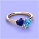 3 - Sasha Heart Shape Lab Created Blue Sapphire & Pear Shape Blue Topaz 2 Stone Duo Ring 