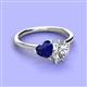 3 - Sasha Heart Shape Lab Created Blue Sapphire & Pear Shape Forever One Moissanite 2 Stone Duo Ring 