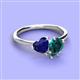 3 - Sasha Heart Shape Lab Created Blue Sapphire & Pear Shape London Blue Topaz 2 Stone Duo Ring 