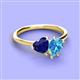 3 - Sasha Heart Shape Lab Created Blue Sapphire & Pear Shape Blue Topaz 2 Stone Duo Ring 