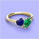 3 - Sasha Heart & Pear Shape Created Blue Sapphire & Created Emerald 2 Stone Duo Ring 